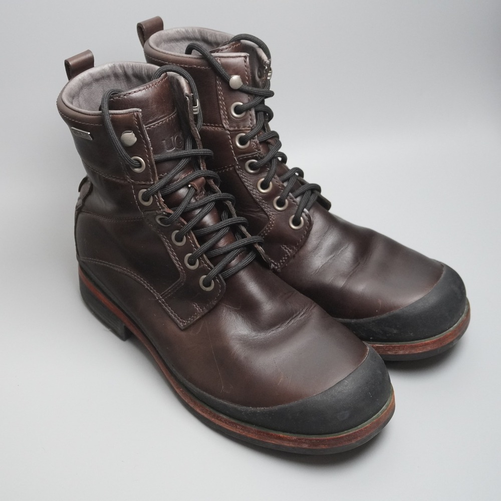 UGG Mens Hannen Waterproof Leather Boots Brown Lace Up S/N 1001563 Size 10